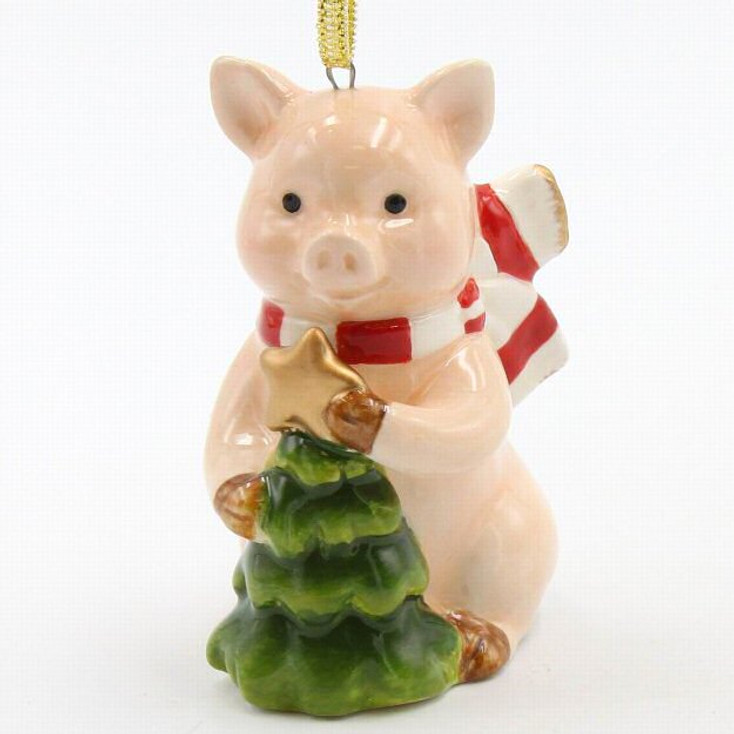 Christmas Pig with Tree Christmas Tree Ornaments, Set of 4