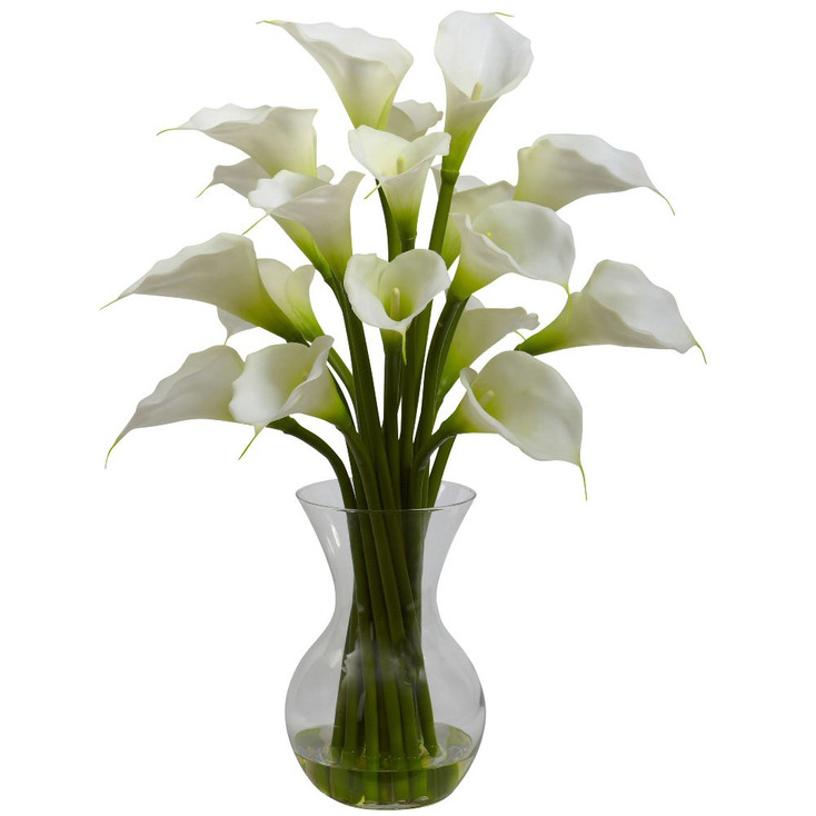 Cream Galla Calla Lily Silk Flower Arrangement with Vase