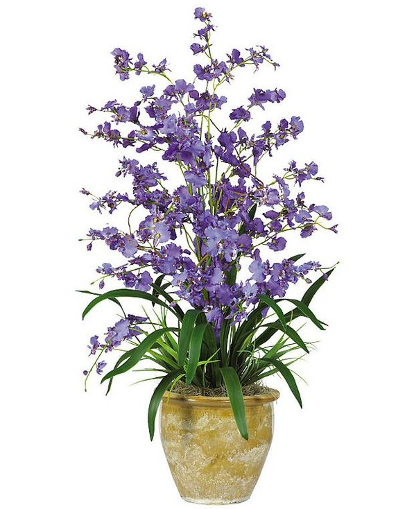 Triple Dancing Lady Silk Flower Arrangement - Purple