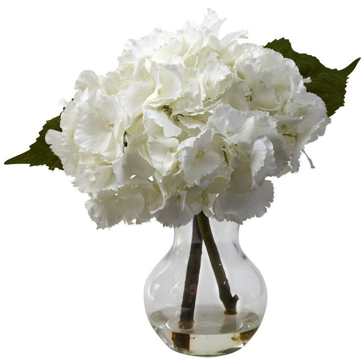 Blooming Hydrangea Silk Flower Arrangement with Vase