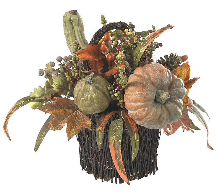 Fall Pumpkin and Berry Table Arrangement