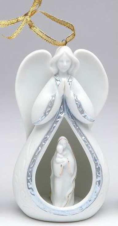 Angel and Maria with Baby Christmas Tree Ornaments, Set of 4