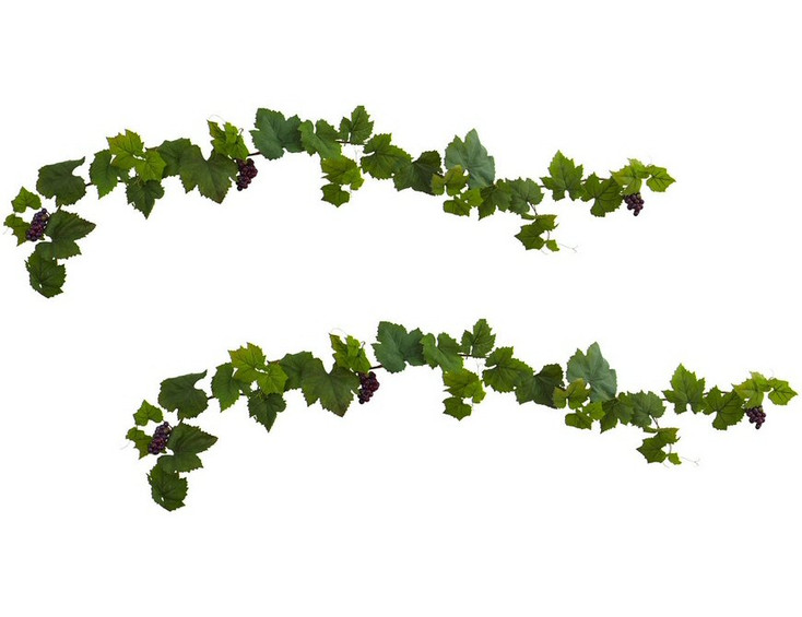 6' Grape Leaf Deluxe Garland with Grapes, Set of 2