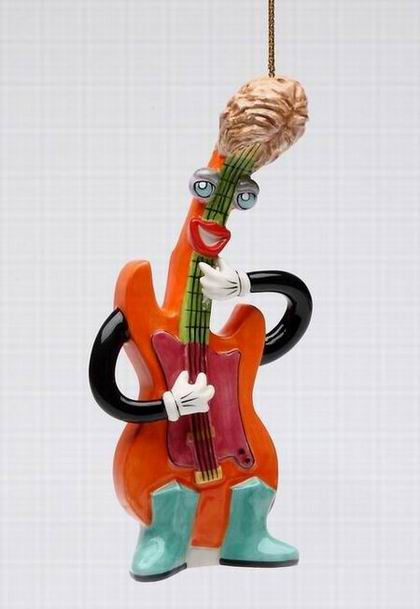Rock & Roll Electric Bass Tree Ornaments by Ed Sussman, Set of 4