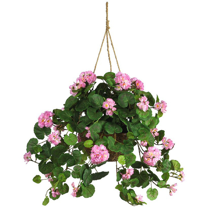 Pink Geranium Hanging Basket Silk Plant