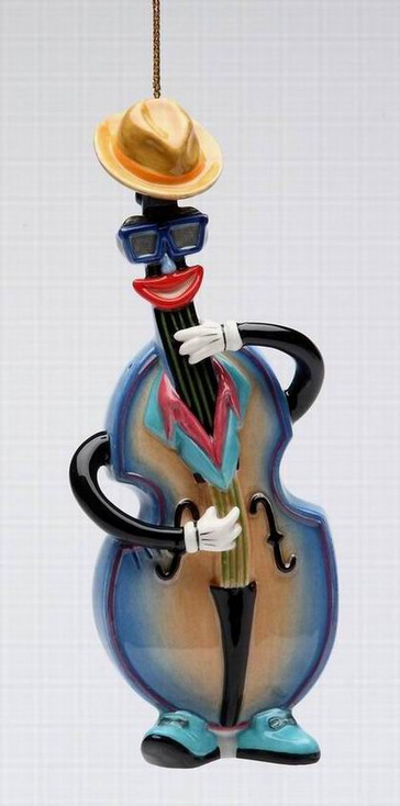 Blue and Jazz Bass Christmas Tree Ornaments by Ed Sussman, Set of 4