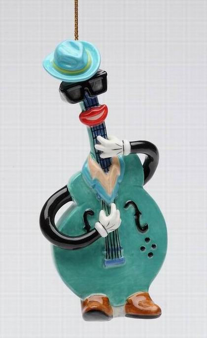 Blue & Jazz Electric Guitar Tree Ornaments by Ed Sussman, Set of 4