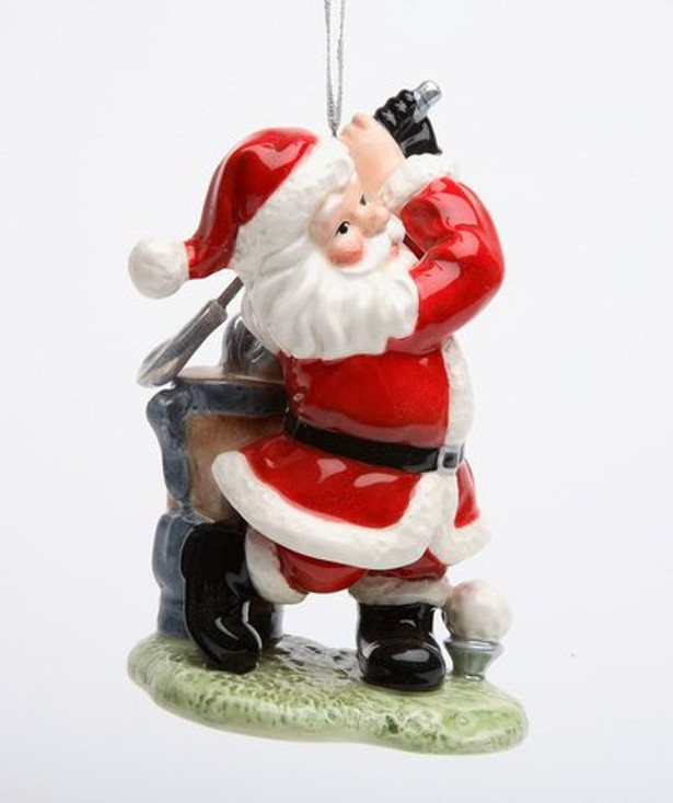 Golfing Golf Santa Christmas Tree Ornaments, Set of 4