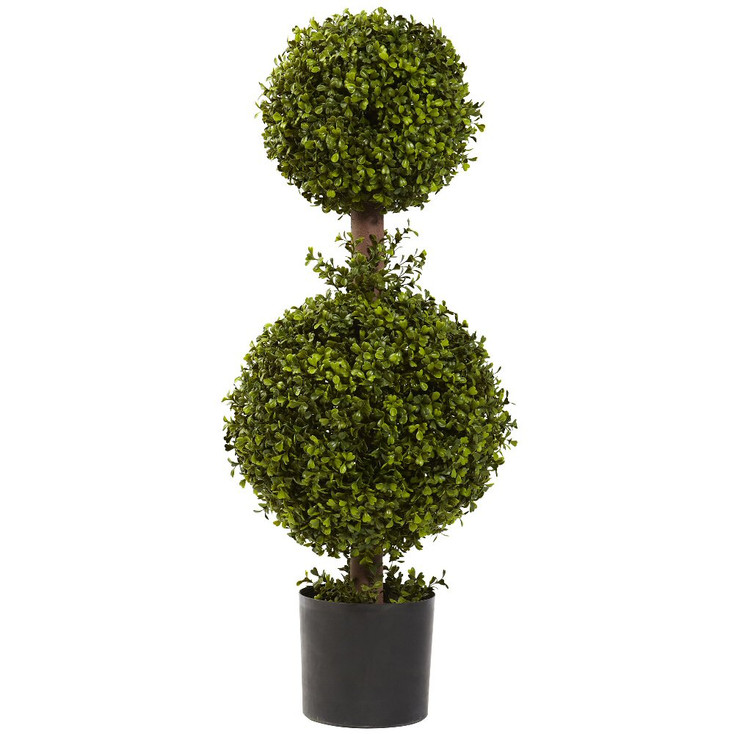 35" Silk Double Boxwood Topiary