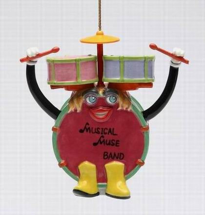 Rock & Roll Rock Band Drum Tree Ornaments by Ed Sussman, Set of 4