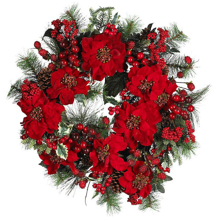 24" Poinsettia Wreath