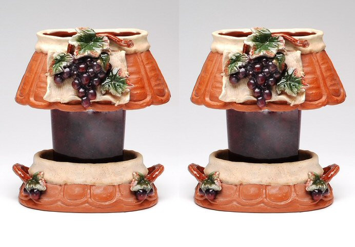 Oval Grape Candle Jar Holder and Shade, Set of 2