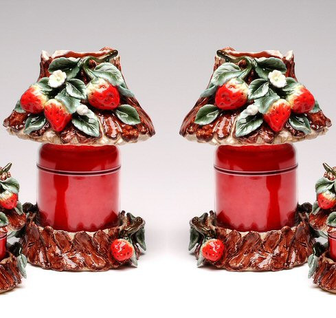 Large Strawberry Candle Jar Holder and Shade, Set of 2