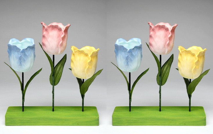 Tulip Tea Light Candle Holder with Stand, Set of 2