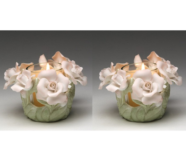 Rose Votive Porcelain Candle Holder Set Of 2 Candle Accessories Appletree Design
