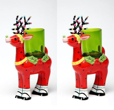 Red Deer Votive Candle Holder, Set of 2