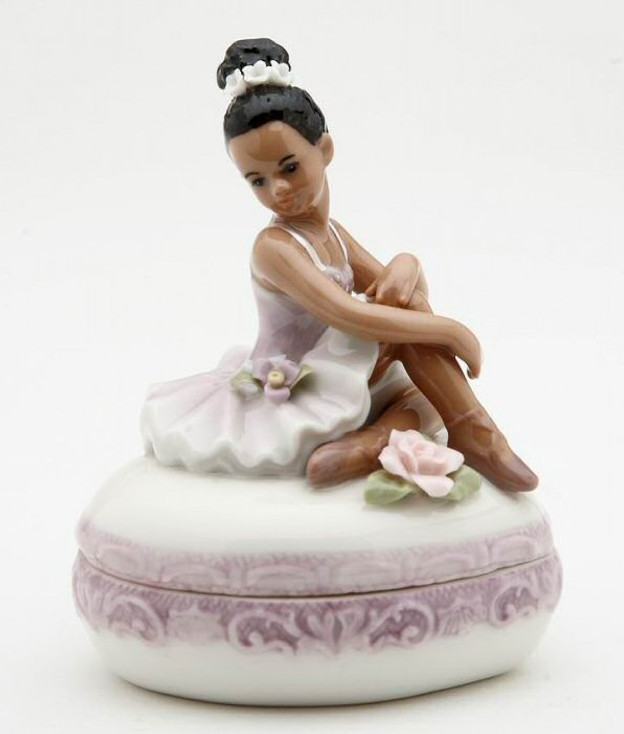 Ballerina on top of Purple Porcelain Box