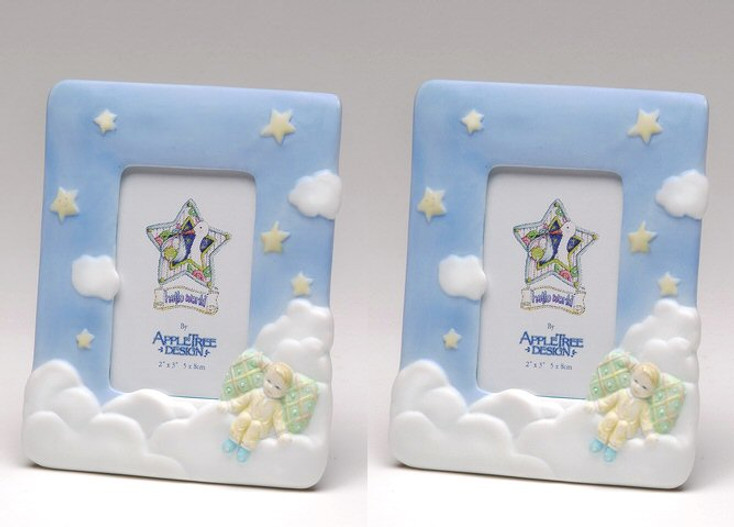 Baby on Cloud Porcelain Picture Frame, Set of 2