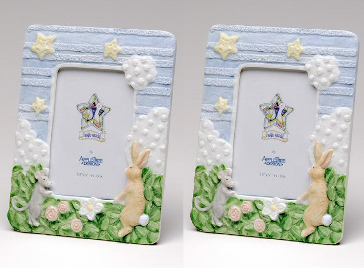 Rabbit and Mouse Porcelain Picture Frame, Set of 2