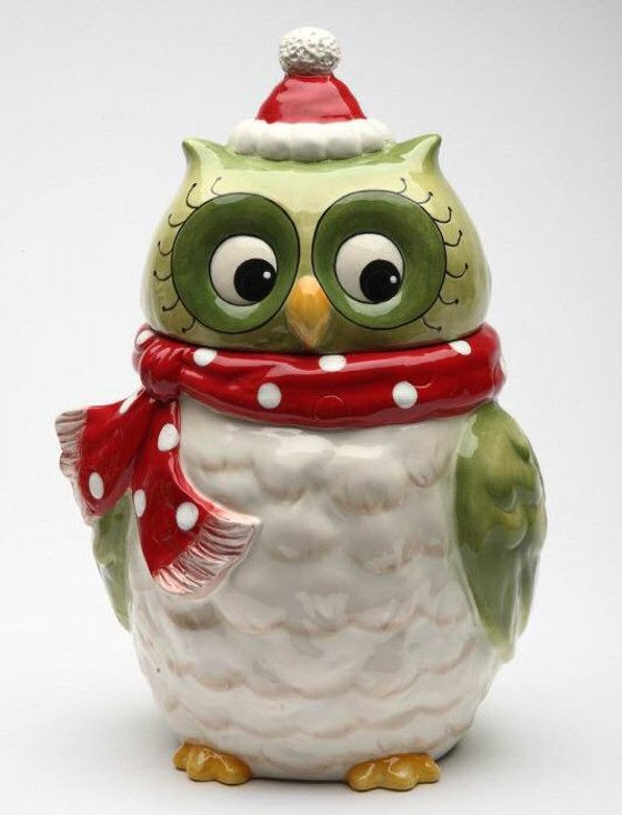 Christmas Owl Cookie Jar by Laurie Furnell