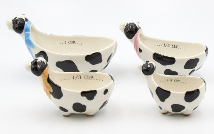 Cow Porcelain Measuring Cups, Set of 4