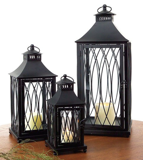 Wavy Lined Candle Lanterns, Set of 3
