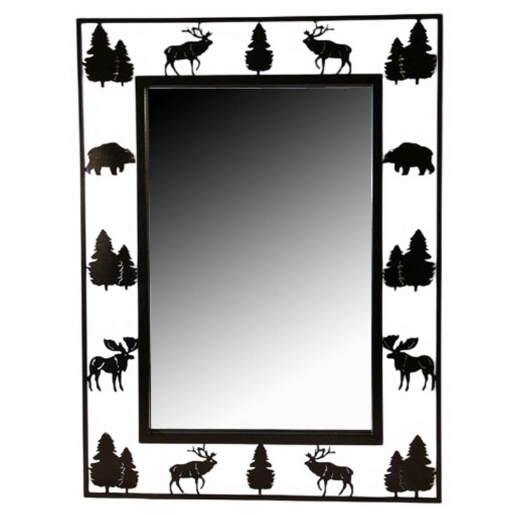 Alpine Wildlife Metal Wall Mirror