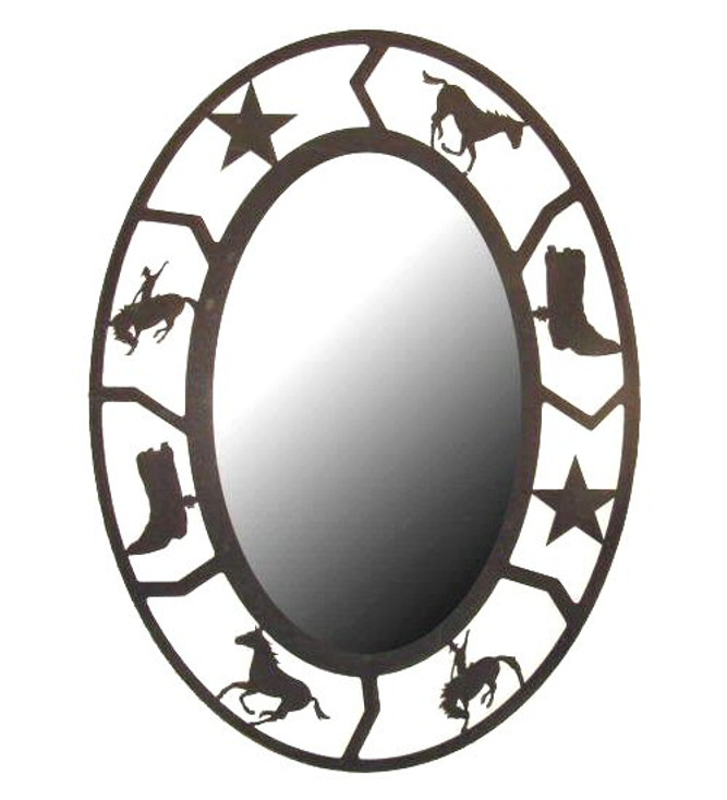 Oval Rodeo Metal Wall Mirror