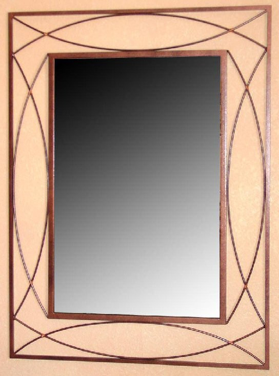 Double U Metal Wall Mirror with Copper Wrap