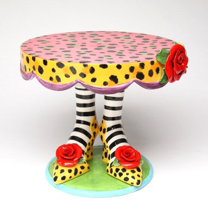 Leopard Print Heels Ceramic Cake Stand