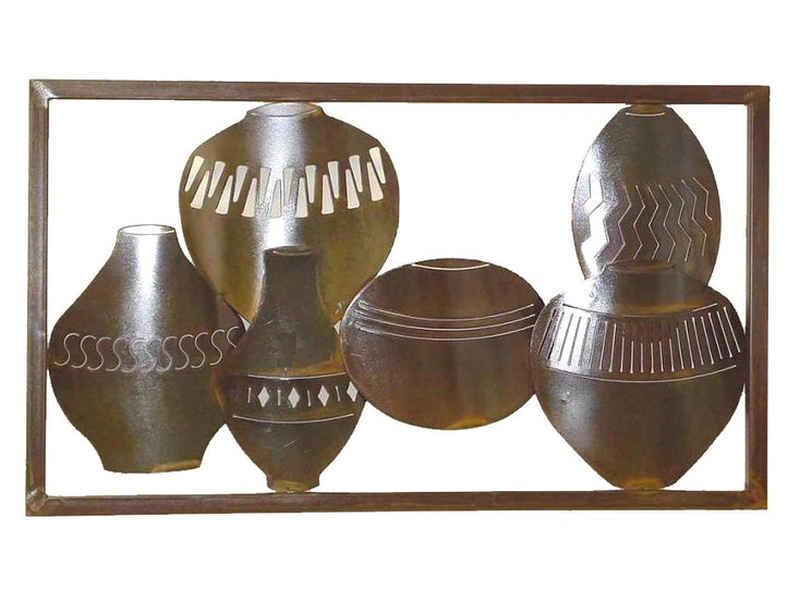 Large Framed Horizontal Pots Metal Wall Art