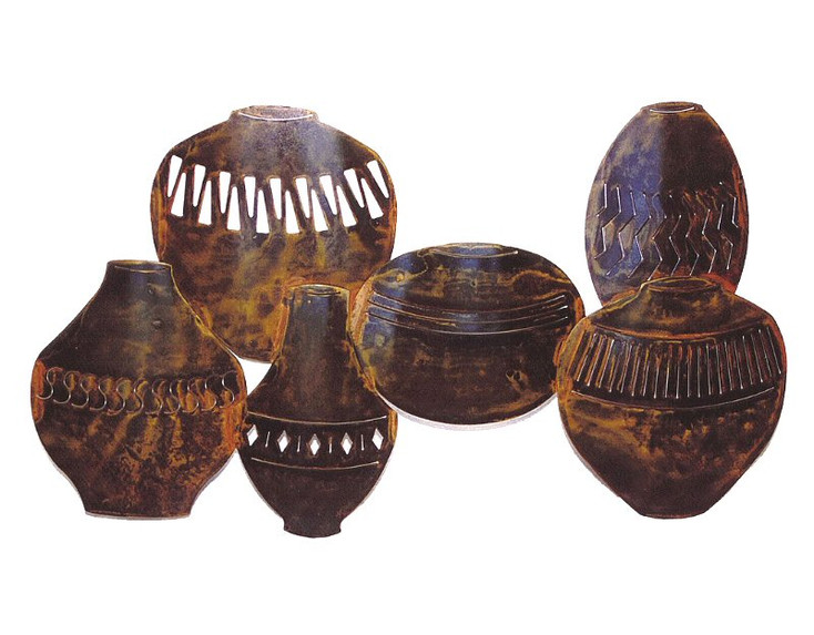 Large Horizontal Pots Metal Wall Art