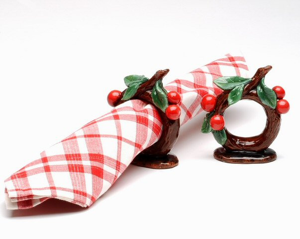 Cherry Terra Cotta Napkin Rings, Set of 8