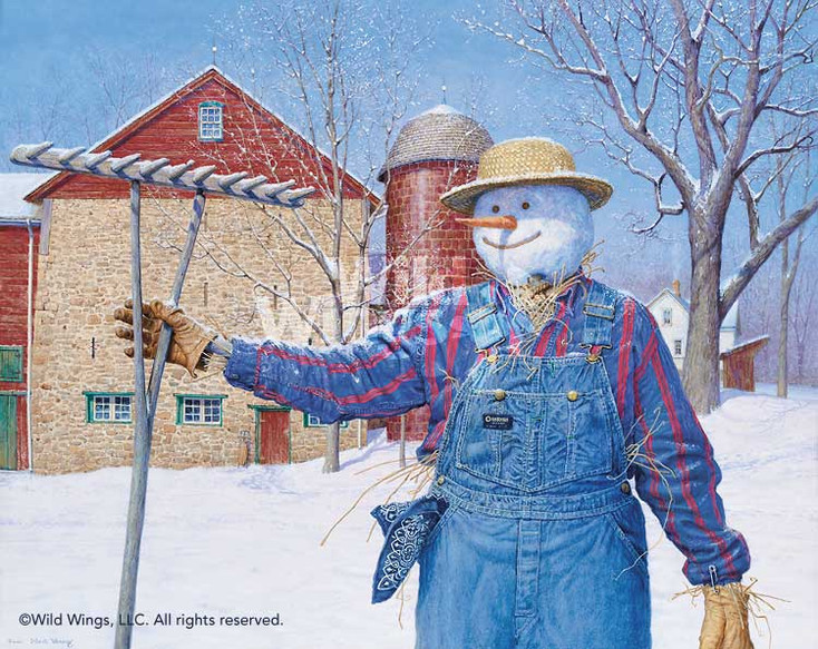 Winter Snowman Scarecrow Artist Proof Limited Edition Art Print Wall Art