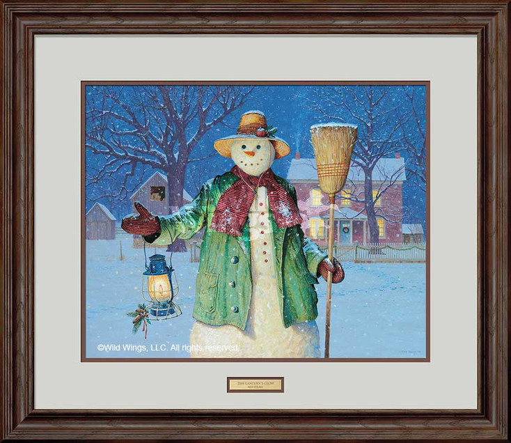 The Lantern's Glow Snowman Limited Edition Framed Art Print Wall Art