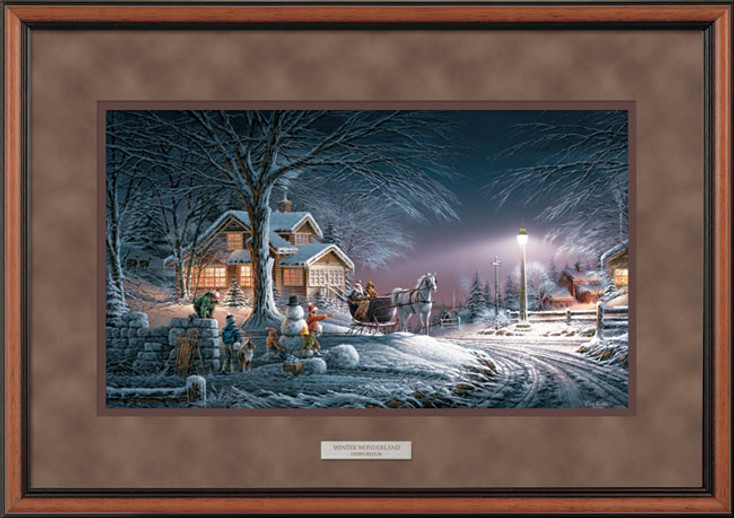 Winter Wonderland Deluxe Walnut Framed Art Print Wall Art