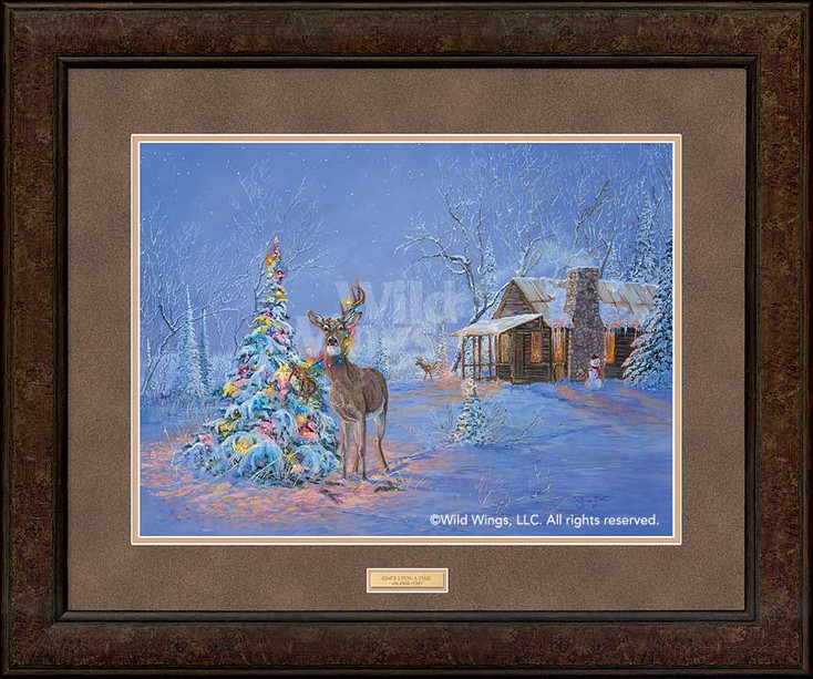 Oops! Once Upon a Time Deer Caught in Christmas Tree Premium Framed Art Print Wall Art