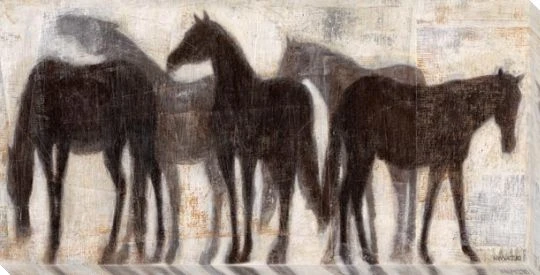 Grazing Equine Horses Wrapped Canvas Giclee Print Wall Art