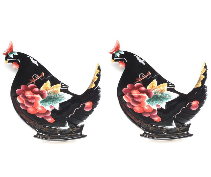 Rooster Earthenware Plates, Set of 2