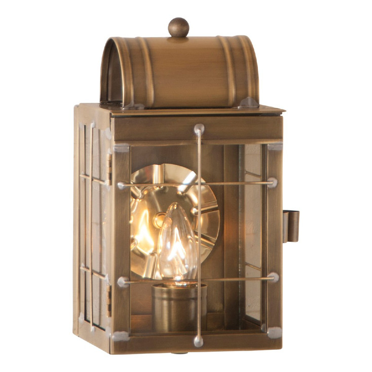 Shelly Solid Weathered Brass and Glass Electric Wall Lantern