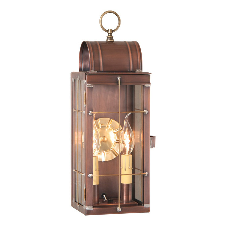 Queen Arch Solid Antique Copper and Glass Electric Wall Lantern