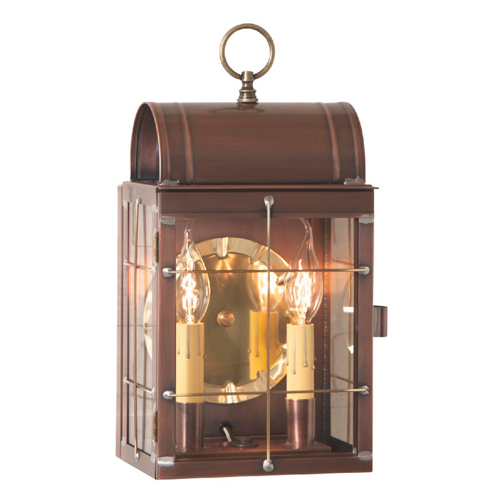 Toll House Solid Antique Copper and Glass Electric Wall Lantern