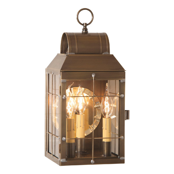 Martha's Solid Weathered Brass and Glass Electric Wall Lantern
