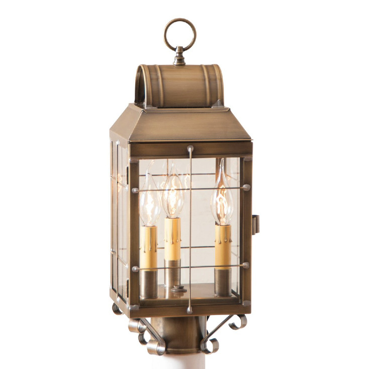 Martha's Post Solid Weathered Brass and Glass Electric Wall Lantern