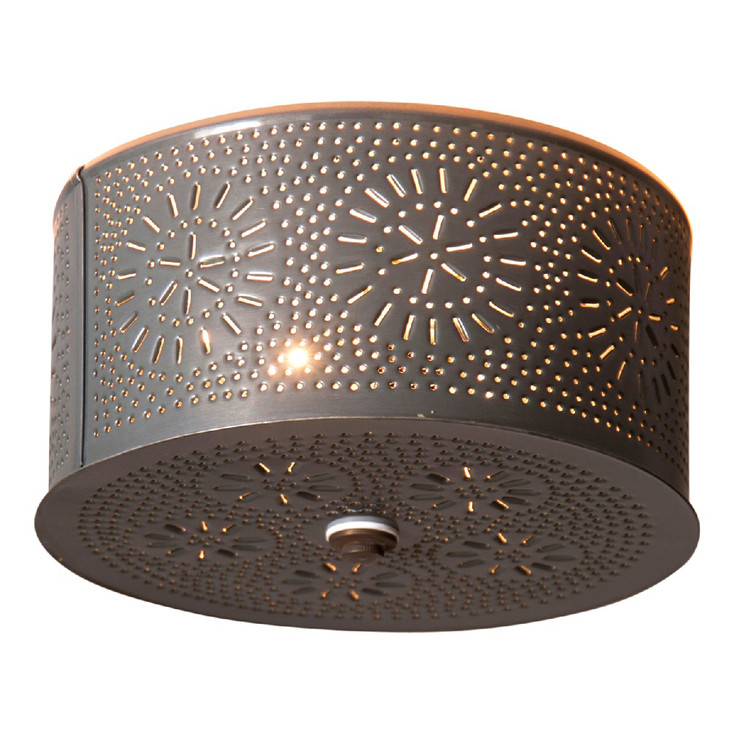 Country Tin Round Chisel Pierced Tin Ceiling Light