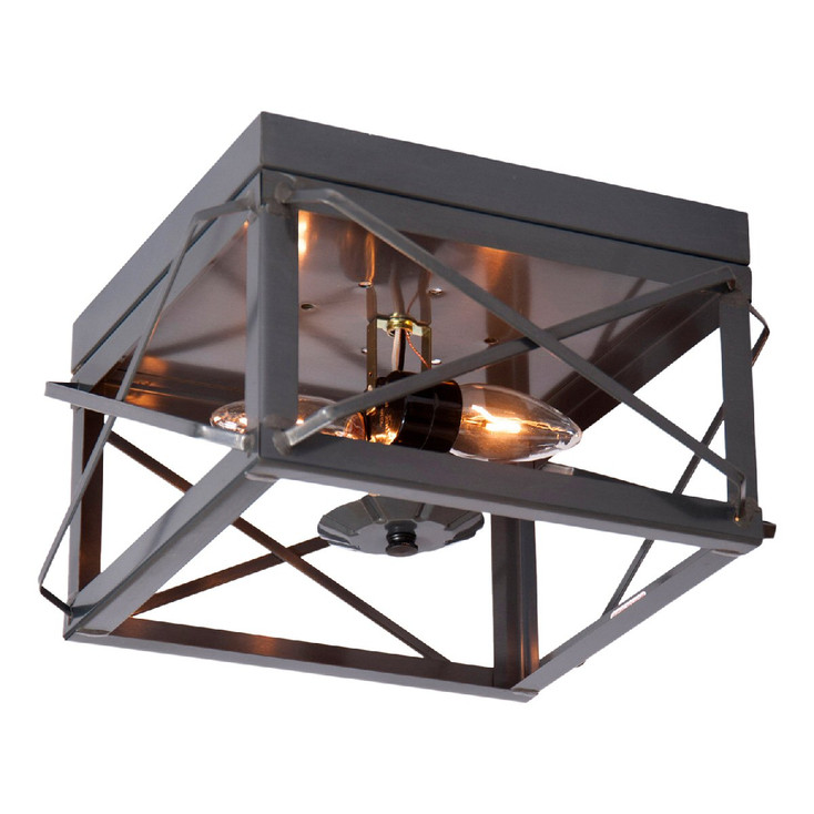 Country Tin Double Metal Ceiling Light with Folded Bars