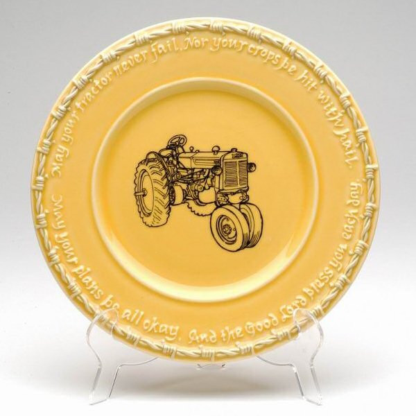 Yellow Farm Blessing Tractor Salad Plates, Set of 4