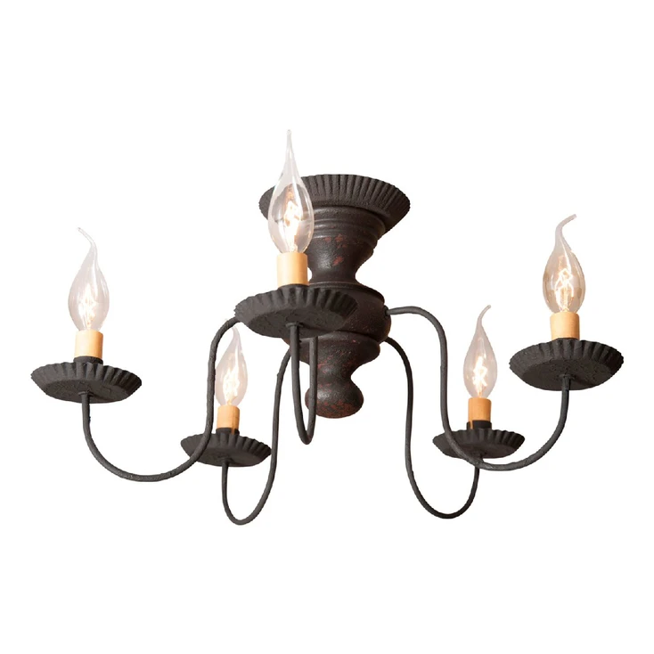 Hartford Black over Red Thorndale Wood and Metal Ceiling Light