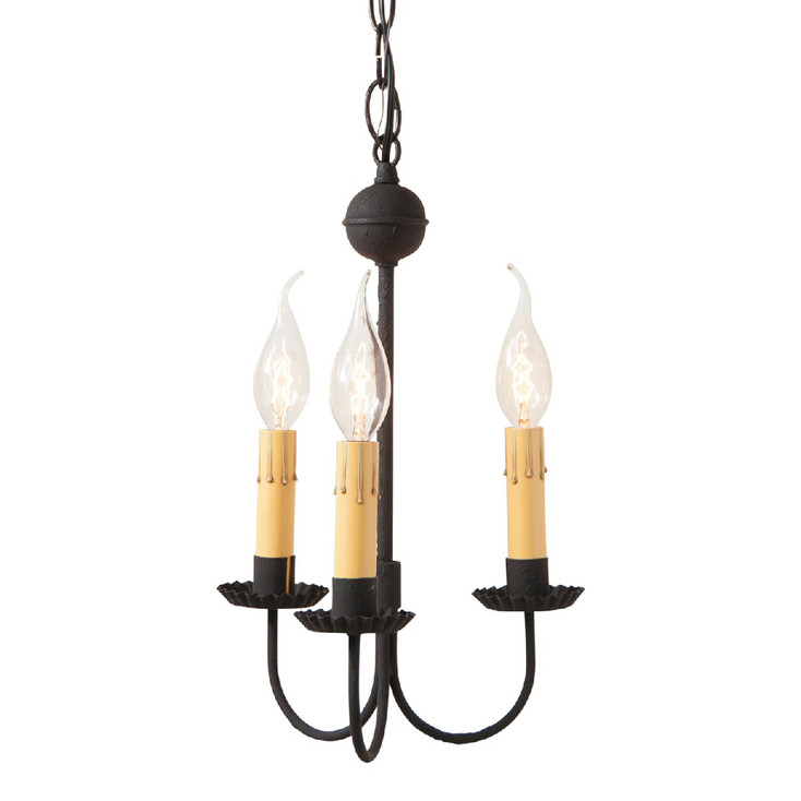 Textured Black Small 3-Arm Westford Metal Chandelier
