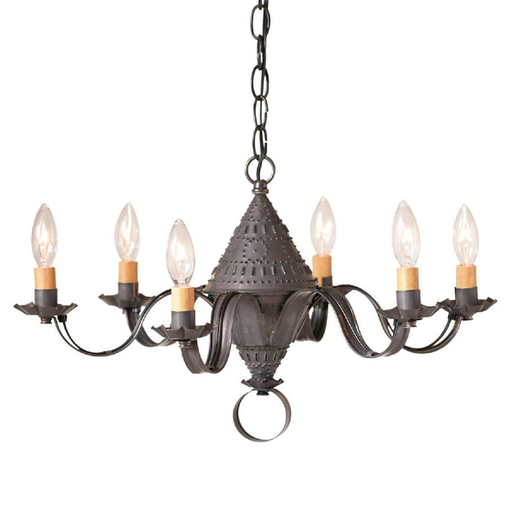 Blackened Tin Small Concord Punched Tin Chandelier